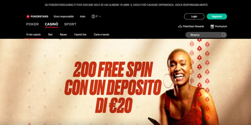 Pagina della sezione (Casinò) di Pokerstars – Siti di scommesse sportive