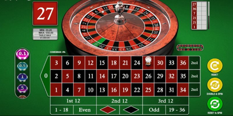 Schermata del gioco della roulette virtuale