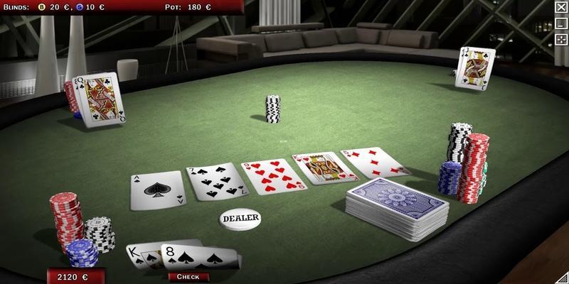 Schermata del poker virtuale in 3D