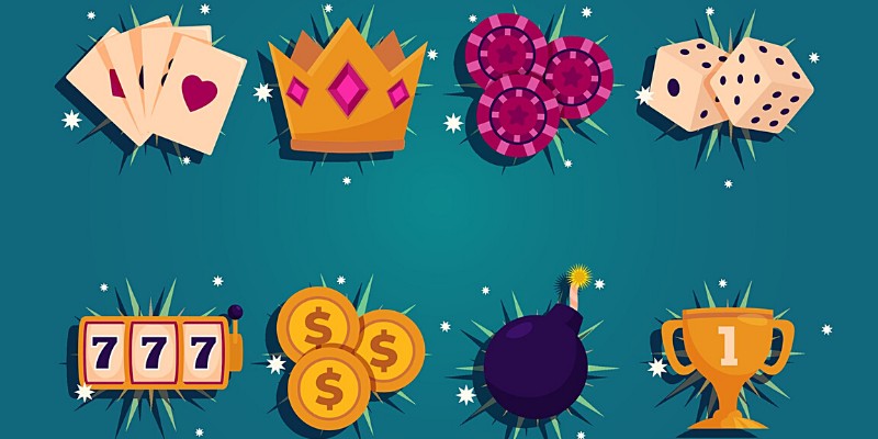 Diversi simboli di gioco della slot machine