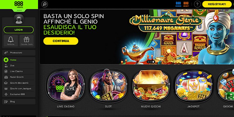 Homepage di 888 Casino